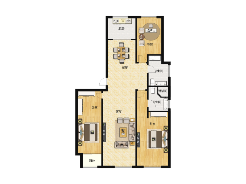 3室2厅2卫 住宅 在售户型图