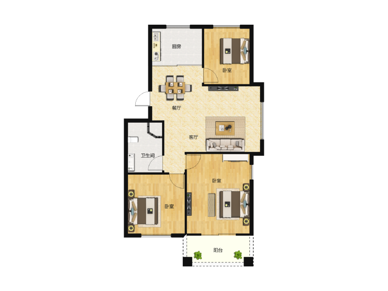 3室2厅1卫 住宅 售罄户型图