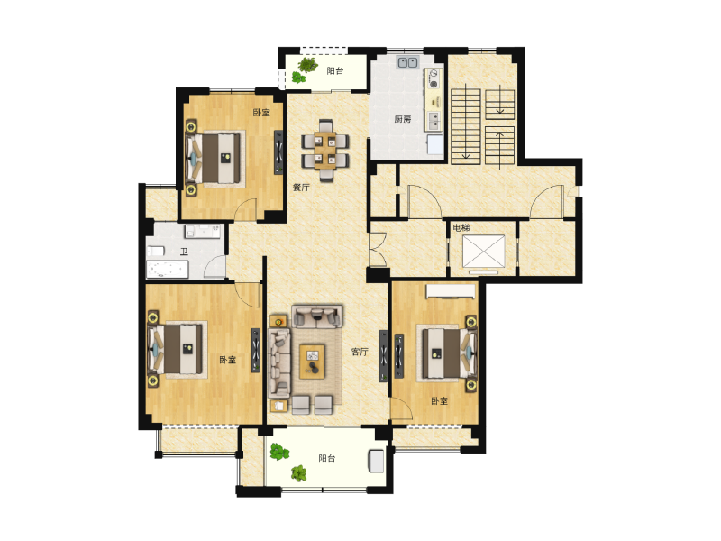 3室2厅1卫 住宅 售罄户型图