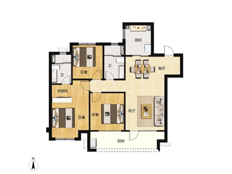 3室2厅2卫 住宅 售罄户型图
