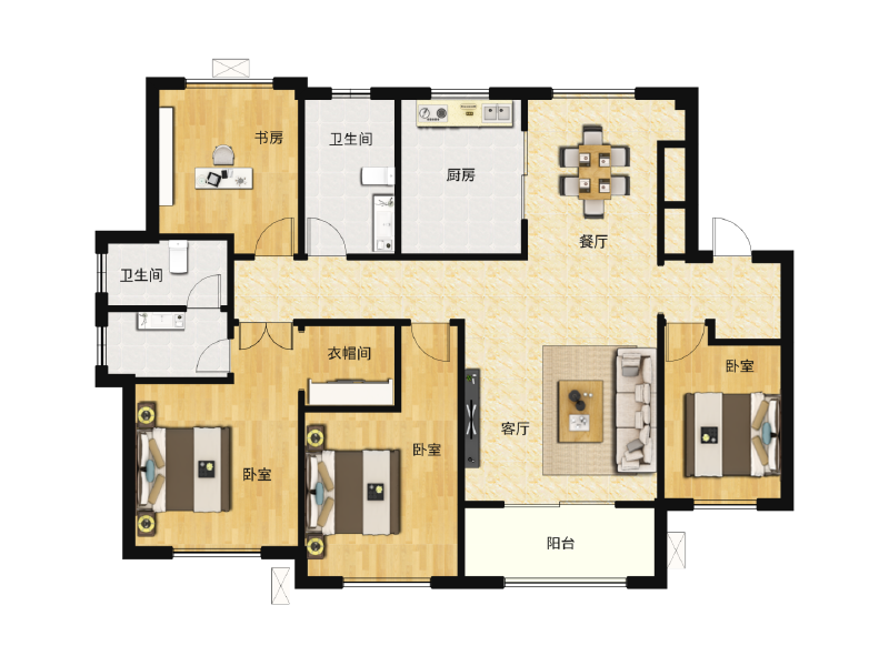 4室2厅2卫 住宅 在售户型图