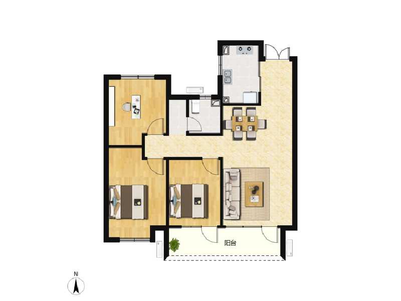 3室2厅1卫 住宅 待售户型图
