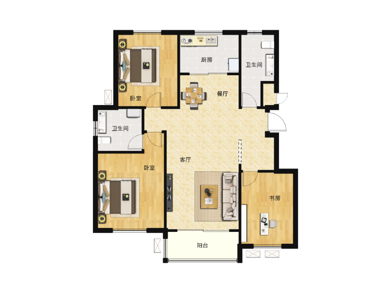 3室2厅2卫 住宅 在售户型图