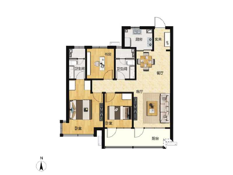 3室2厅2卫 住宅 售罄户型图
