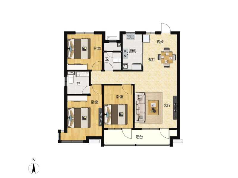 3室2厅2卫 住宅 售罄户型图