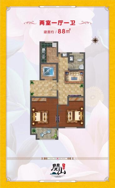 2室1厅1卫 住宅 在售户型图