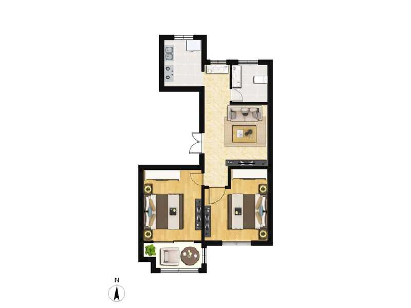 2室1厅1卫 住宅 在售户型图