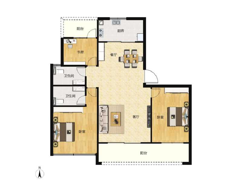 3室2厅2卫 住宅 在售户型图