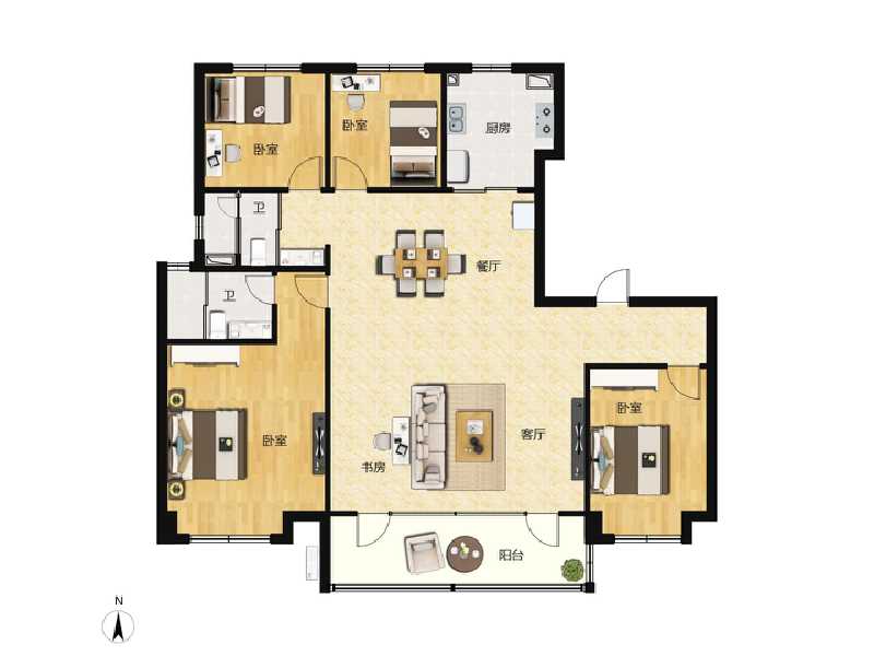 4室2厅2卫 住宅 在售户型图