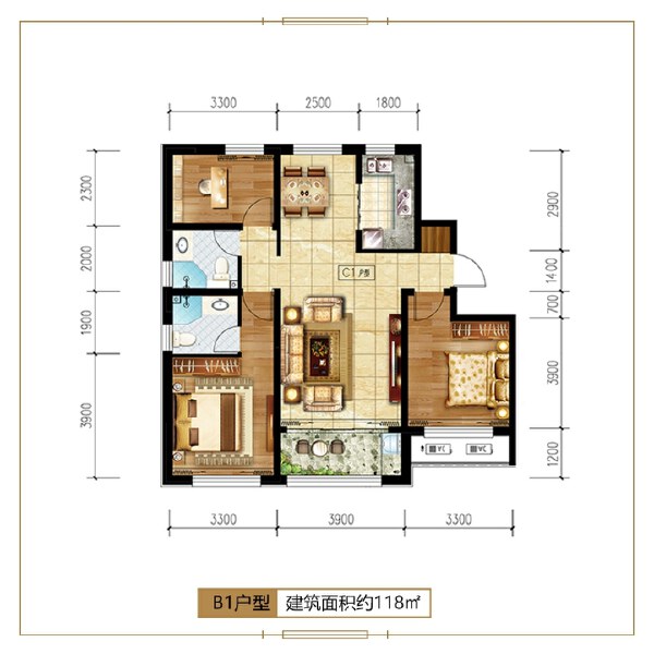 3室2厅2卫 住宅 售罄户型图