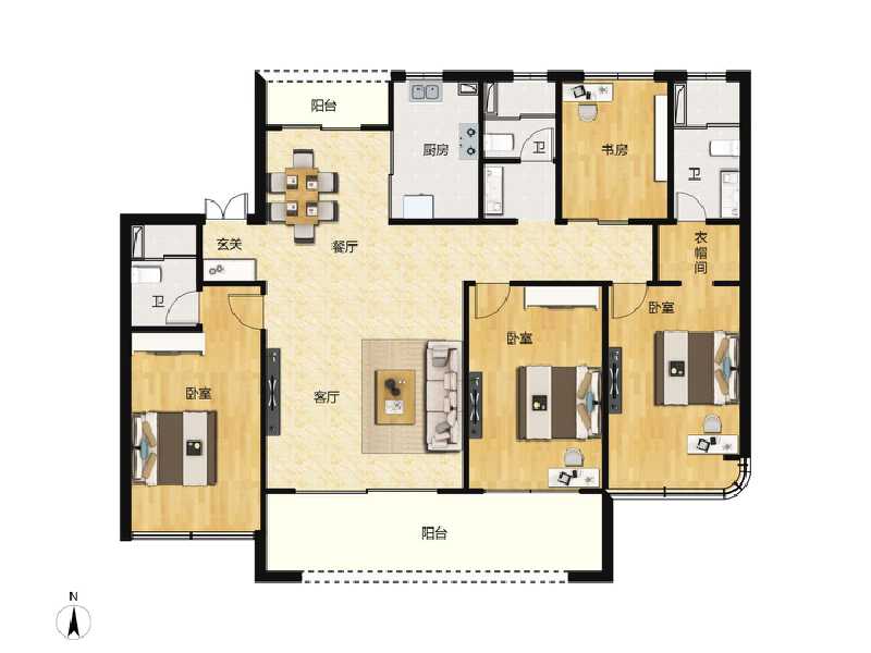 4室2厅3卫 住宅 在售户型图