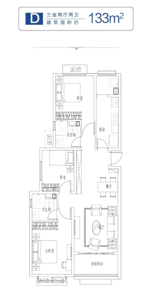 3室2厅2卫 住宅 售罄户型图