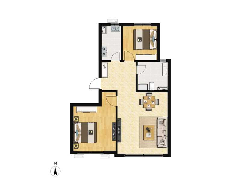 2室2厅1卫 住宅 在售户型图