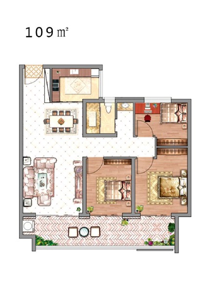 3室2厅1卫 住宅 售罄户型图