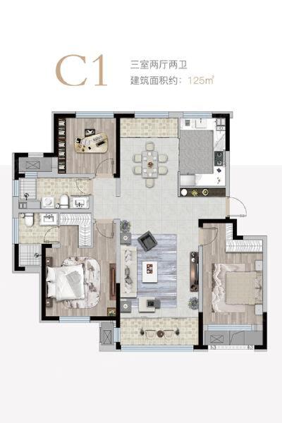 3室2厅2卫 住宅 在售户型图