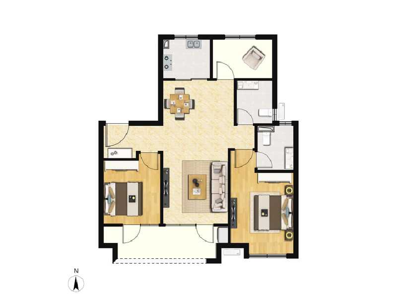 2室2厅2卫 住宅 在售户型图