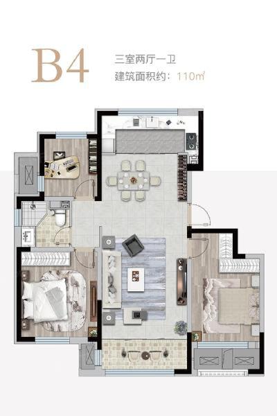 3室2厅1卫 住宅 在售户型图