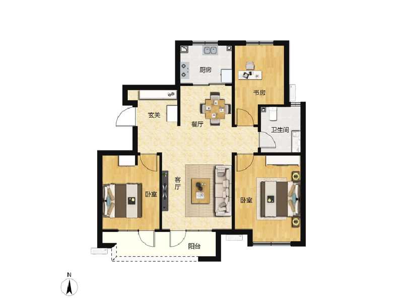 3室2厅1卫 住宅 在售户型图