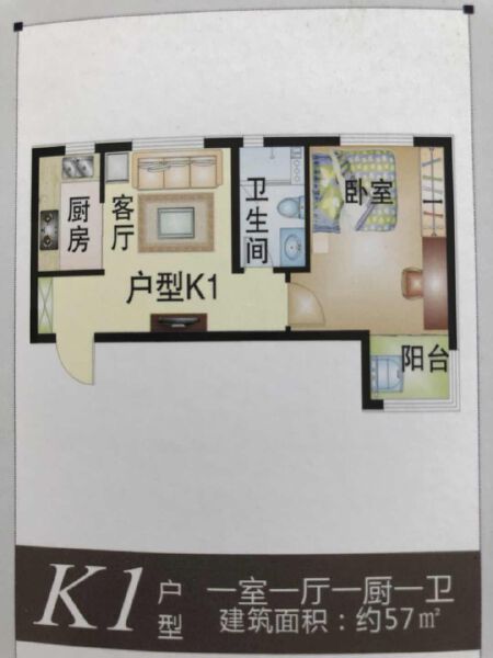 1室1厅1卫 住宅 在售户型图
