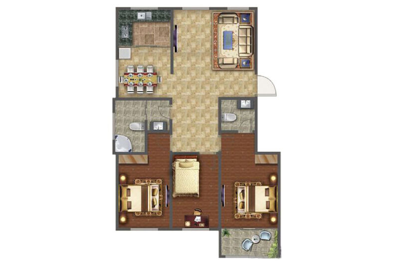 3室2厅2卫 住宅 售罄户型图