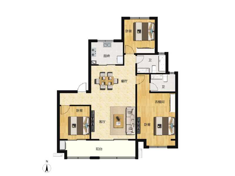 3室2厅2卫 住宅 在售户型图