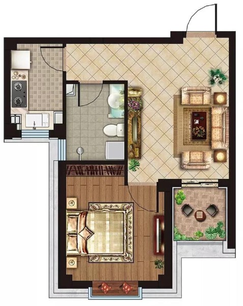 1室1厅1卫 住宅 售罄户型图