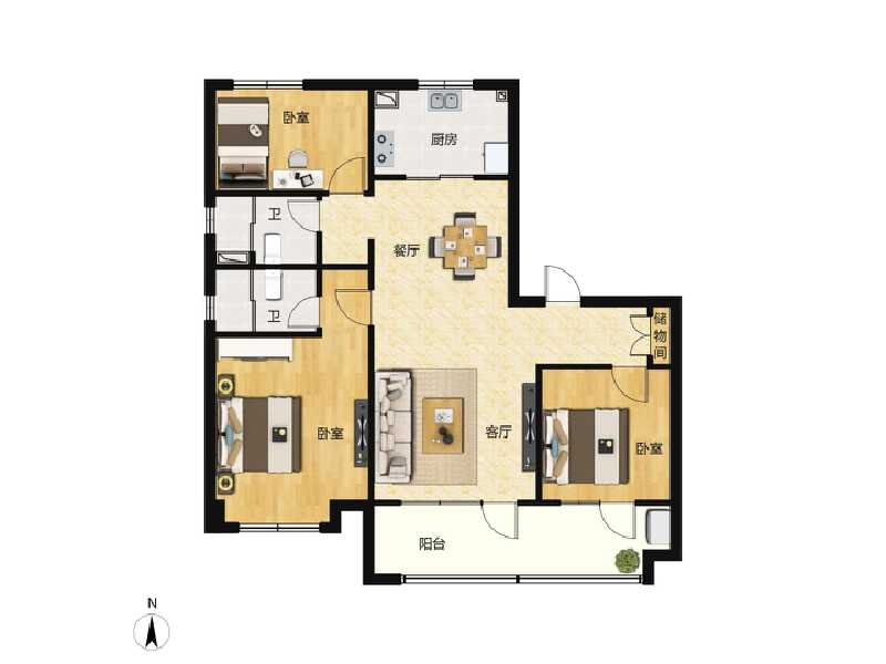 3室2厅2卫 住宅 在售户型图
