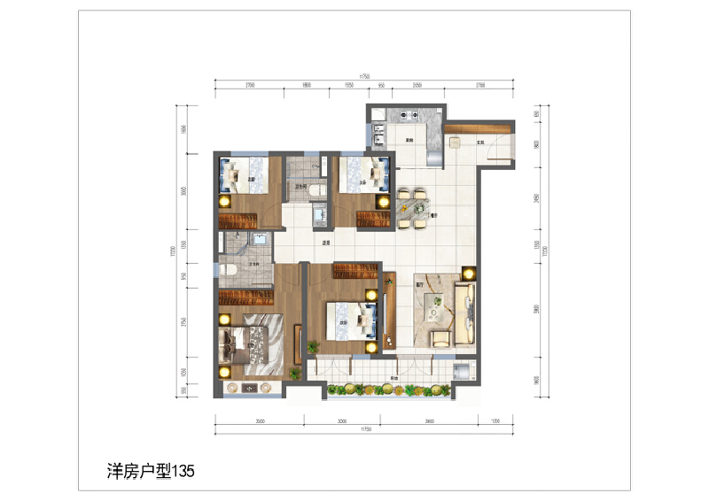 4室2厅2卫 住宅 在售户型图