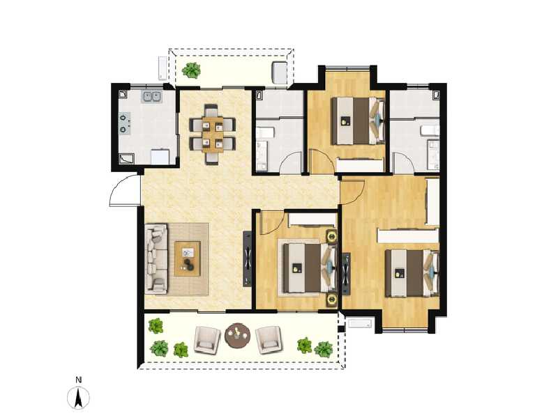 3室2厅2卫 住宅 售罄户型图