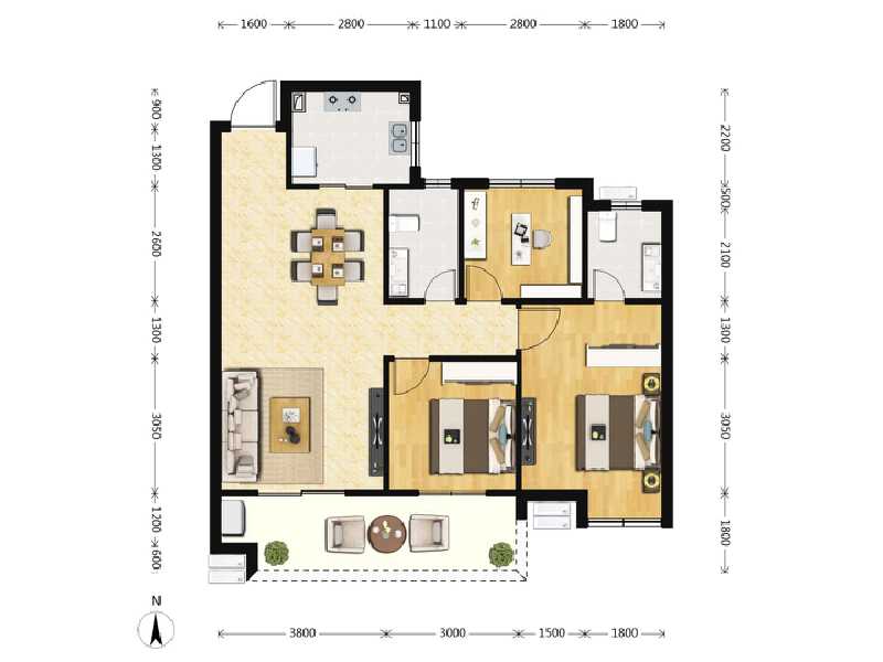 3室2厅2卫 住宅 在售户型图