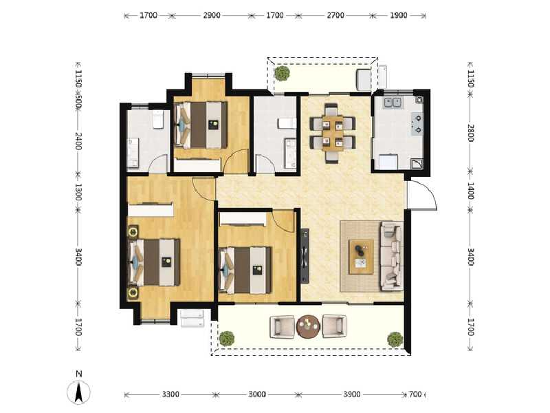3室2厅2卫 住宅 在售户型图