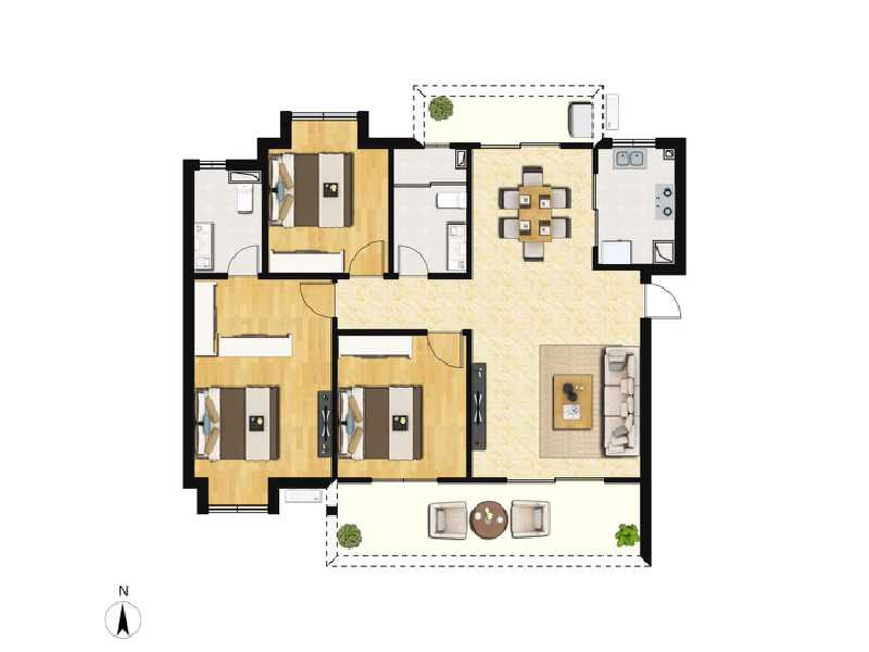 3室2厅2卫 住宅 售罄户型图