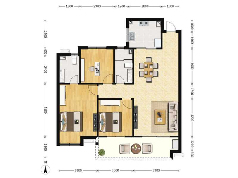 3室2厅2卫 住宅 在售户型图
