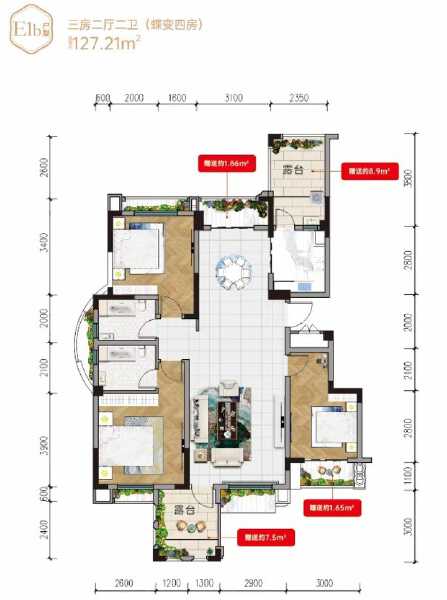 3室2厅2卫 住宅 在售户型图