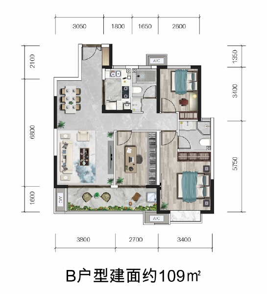 3室2厅2卫 住宅 在售户型图