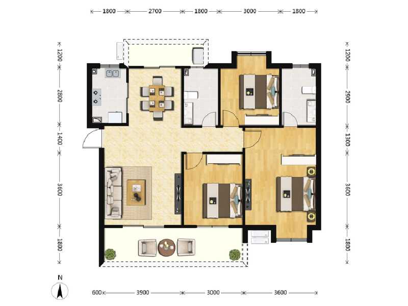 3室2厅2卫 住宅 在售户型图