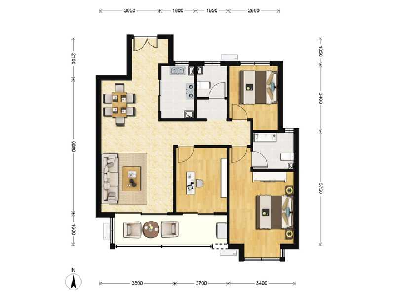 3室2厅2卫 住宅 在售户型图