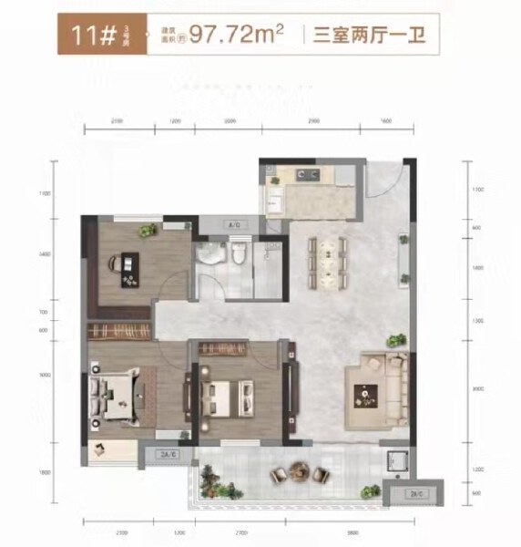 3室2厅1卫 住宅 售罄户型图