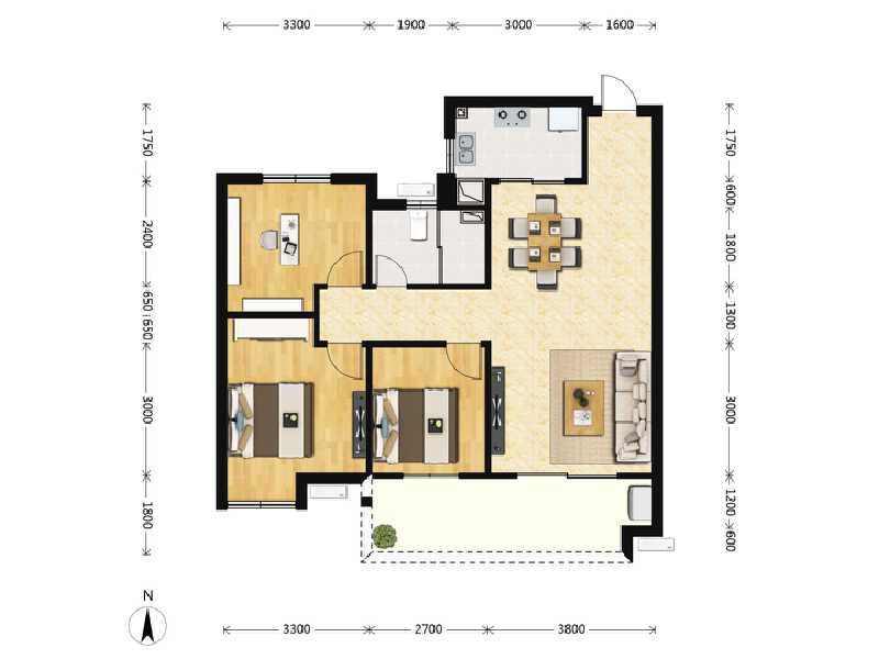 3室2厅1卫 住宅 在售户型图