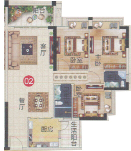 3室2厅2卫 住宅 在售户型图
