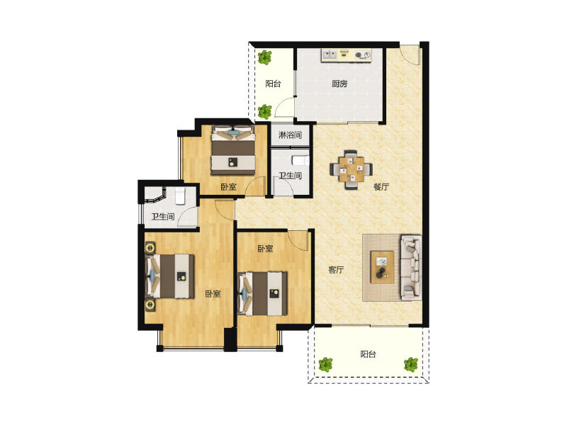 3室2厅2卫 住宅 在售户型图