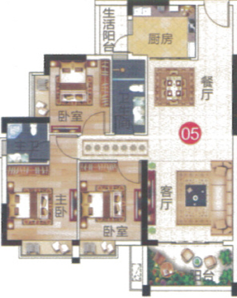 3室2厅2卫 住宅 在售户型图
