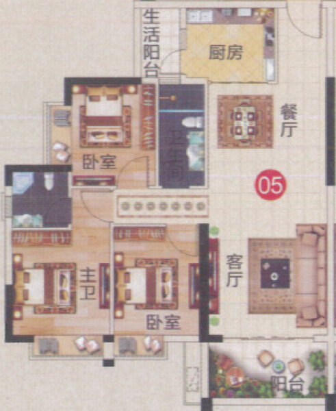 3室2厅2卫 住宅 在售户型图