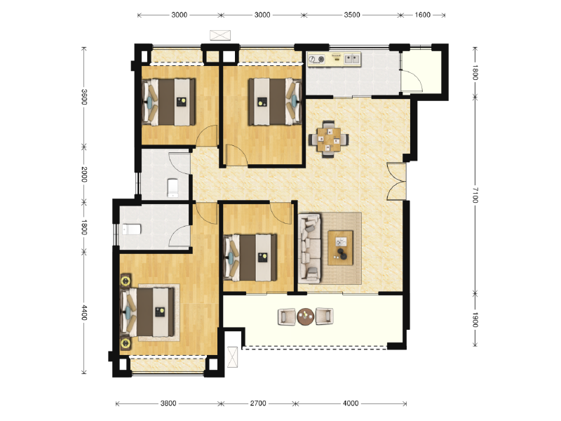 4室2厅2卫 住宅 售罄户型图