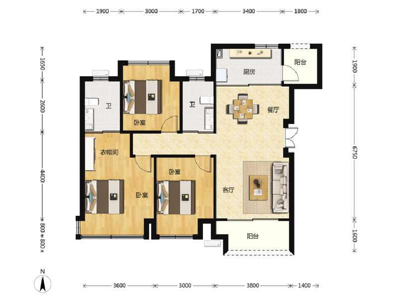 3室2厅2卫 住宅 在售户型图