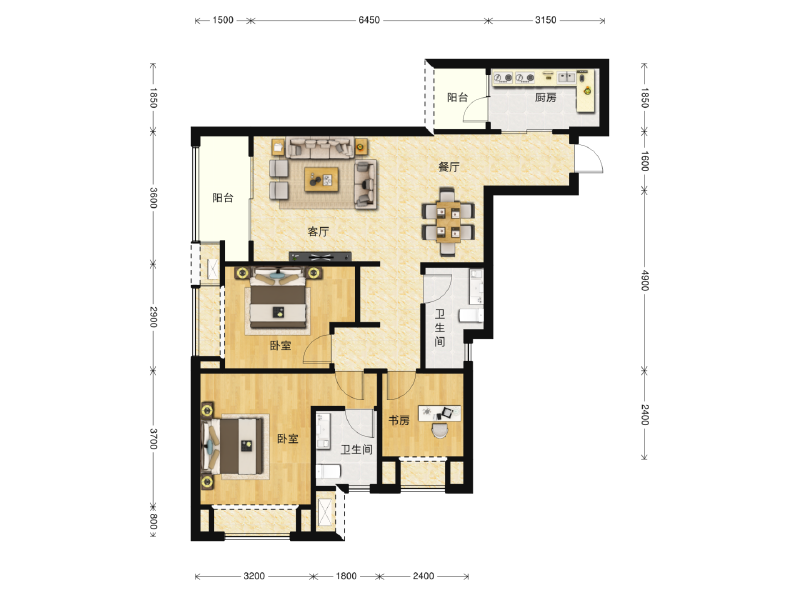 3室2厅2卫 住宅 在售户型图