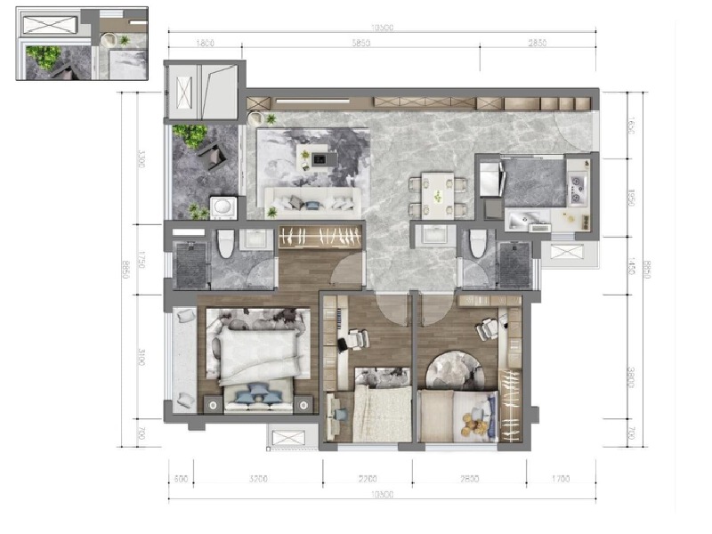 3室2厅2卫 住宅 售罄户型图