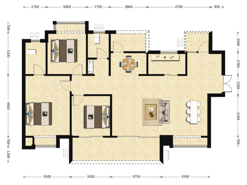 3室2厅2卫 住宅 售罄户型图