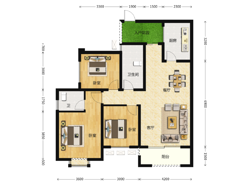 3室2厅2卫 住宅 售罄户型图