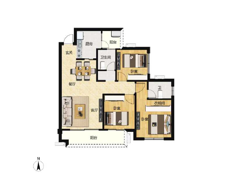 3室2厅2卫 住宅 在售户型图